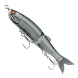 Fishing lure resembling a silver fish on a white background