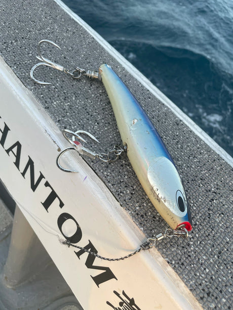 Yamai Suteki Yuu Ringed Treble Hooks rigged on a stickbait popper
