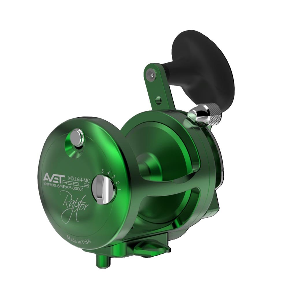 Avet MXL Raptor 6/4 MC Two Speed Reels - Right Hand / Green