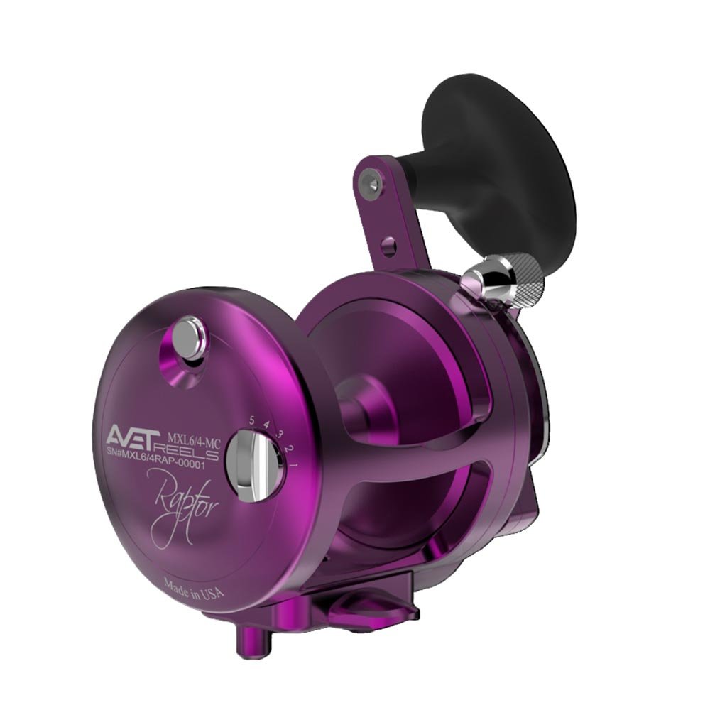 Avet MXL Raptor 6/4 MC Two Speed Reels - Right Hand / Purple