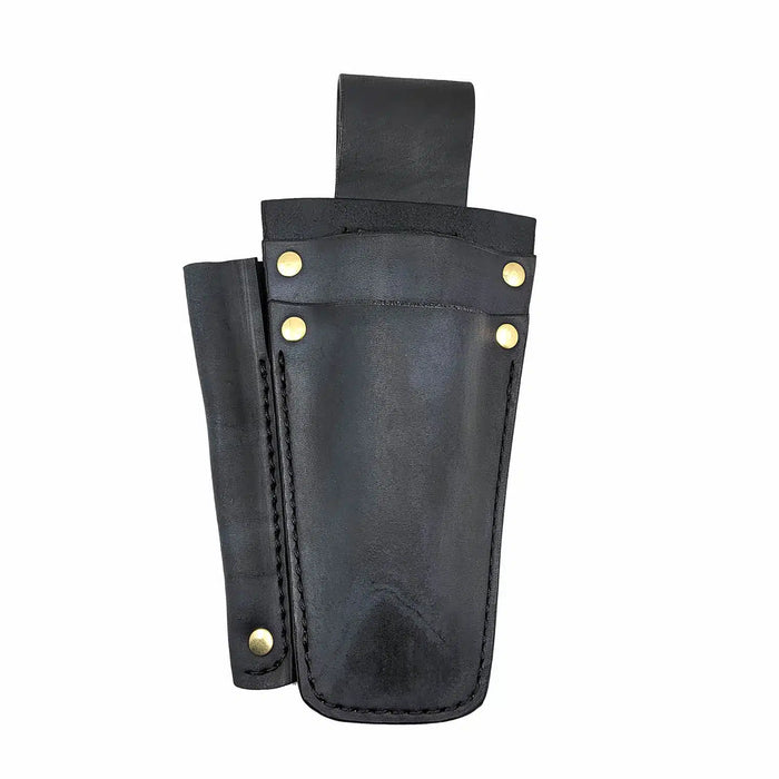 Black Leather AC Tool Holster with a spot for a tuna spike needle nose and cutting pliers