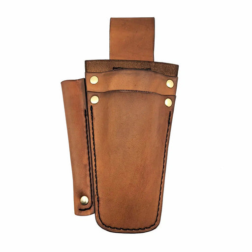 Brown Leather AC Tool Holster with a spot for a tuna spike needle nose and cutting pliers