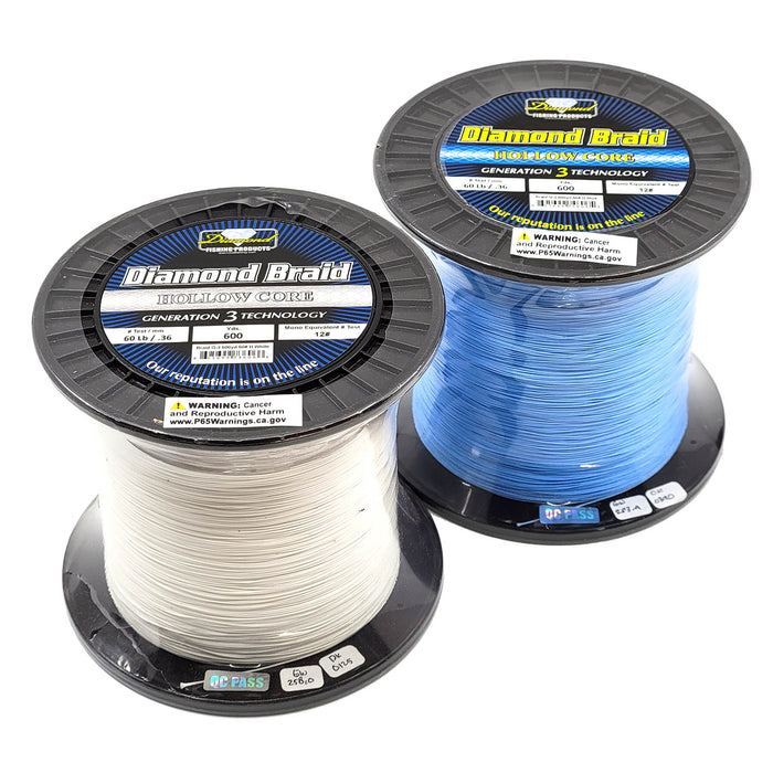 Momoi 3rd generation 16 strand hollow core fishing braid spools in white and blue colors