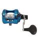 Okuma Custom Blue 12 size lever drag two speed fishing reel top view