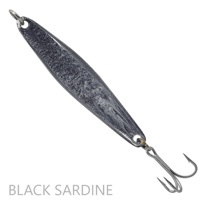 Salas 6X heavy yoyo iron jig in a black sardine color
