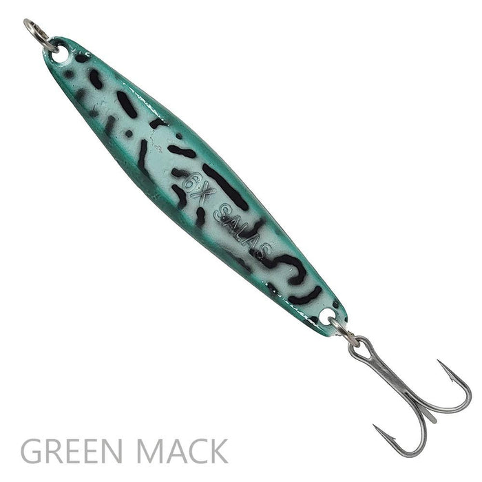 Salas 6X heavy yoyo iron jig in a green mackerel color